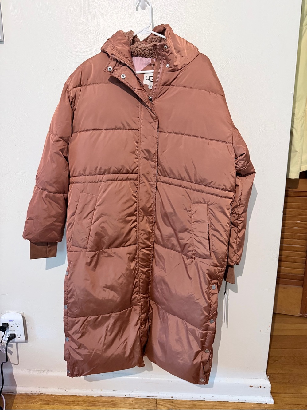 UGG Women's Long Puffer Coat in Dusty Rose Size M